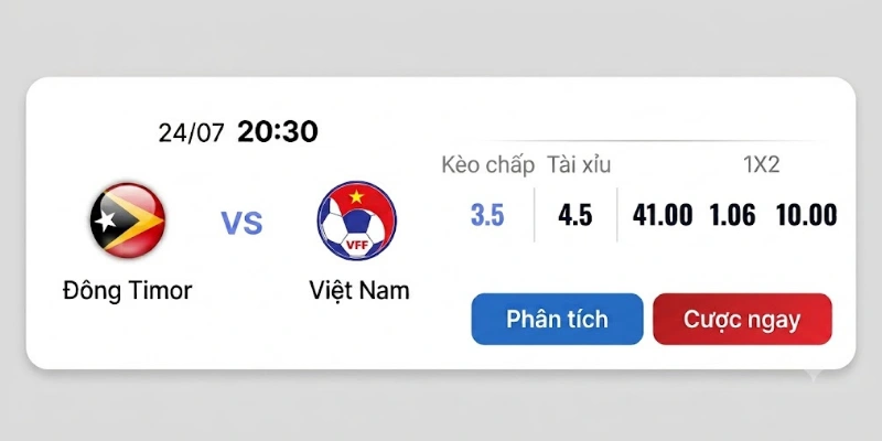 Soi Kèo Đông Timor Vs Việt Nam 20h30 24/07 - AFF Cup 2026 3 Gợi ý kèo trước trận Đông Timor vs Việt Nam